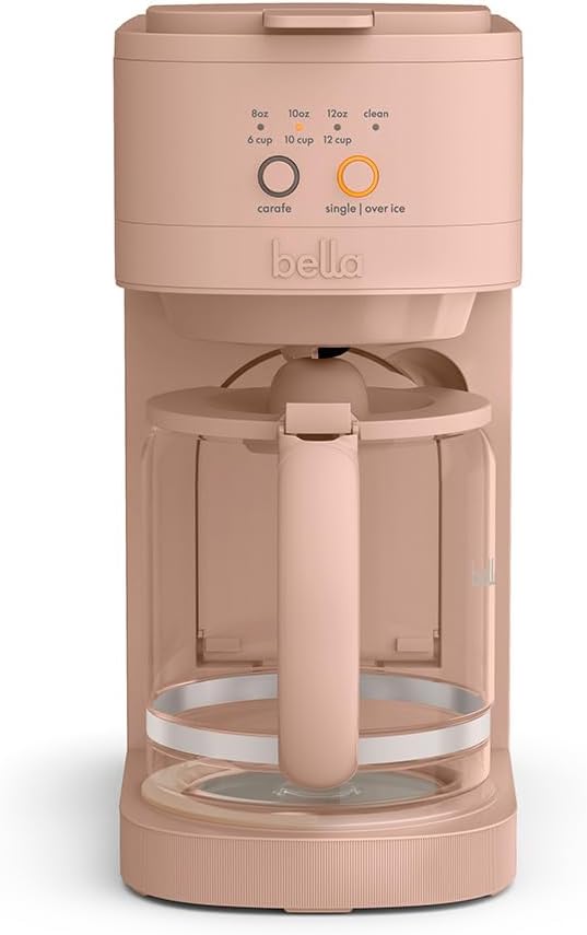 BELLA VersaBrew 2-in1 Coffee Maker K-Cup compatible Brew 3 Sizes Carafes &amp Single Serve Cups Dishwasher Safe Reusable Filter &amp Filter Holder Iced Coffee Function 60oz Tank Blossom