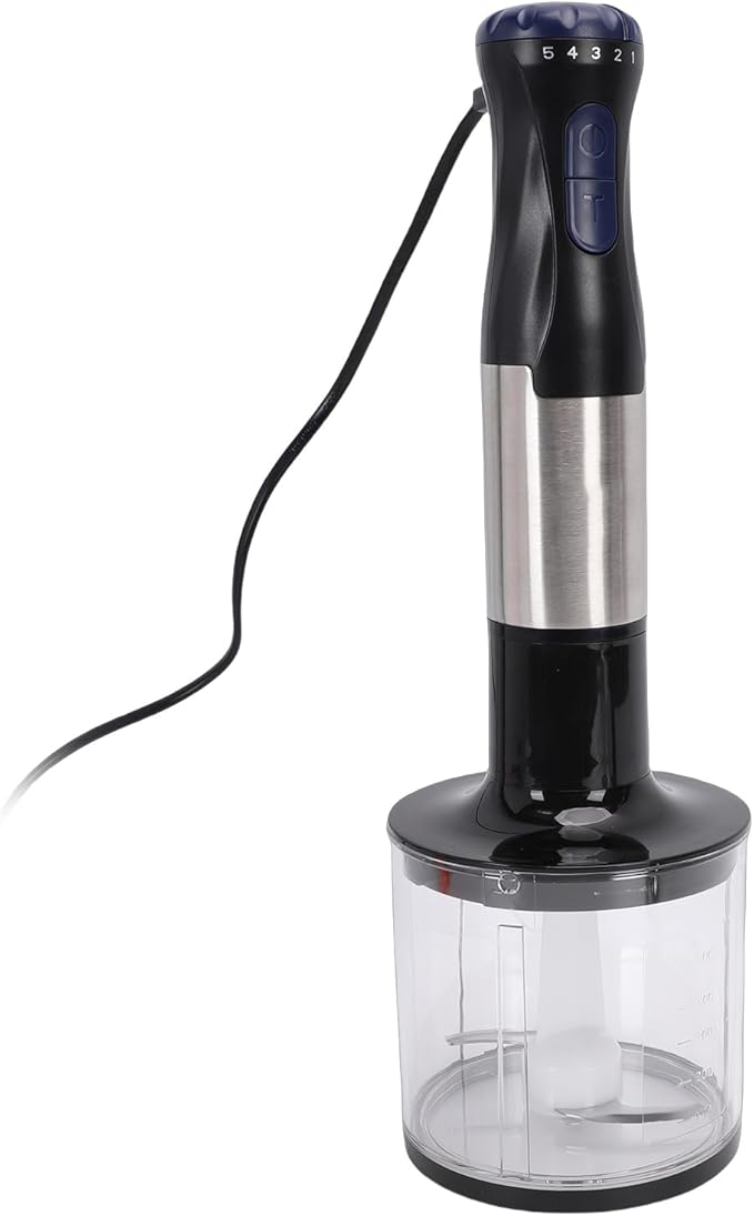 HURRISE Stick Blender 20 Speeds Immersion Hand Blender 4 in 1 with 24oz Blending Cup and 17oz Chopping Bowl for Protein Shakes Soup Mayonnaise Salsa Smoothies (US Plug 110V)