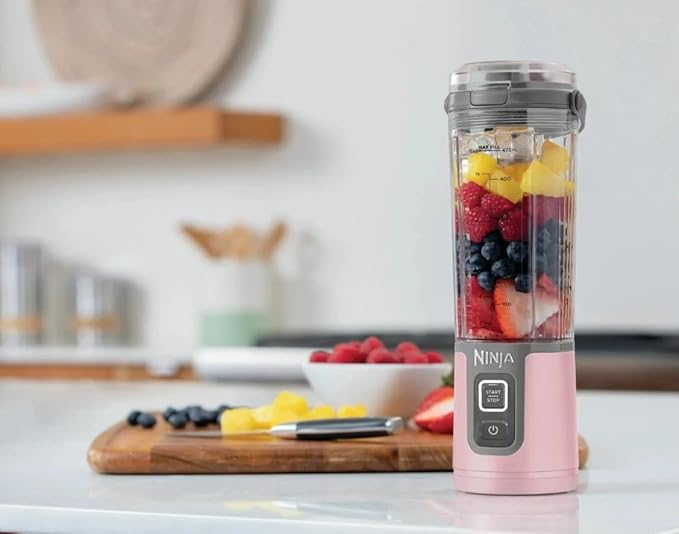 Ninja Blast Portable Blender with Detachable Cable USB Type-C 16 oz (473 ml) Pastel Pink BC100PK (Renewed)