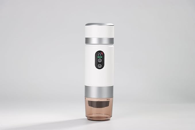 Portable Coffee Maker KF-JN-03 with Digital Display &amp 20 BAR Pressure – Hot &amp Cold Brew Compatible with Coffee Grounds and Capsules Compact Single-Serve Design with Transparent Cup &amp 60m