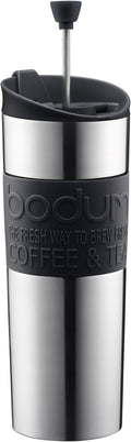 Bodum Travel Press Vacuum Insulated Stainless Steel Portable Coffee Maker and Tea Press 15oz Black