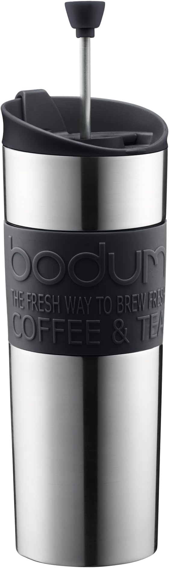Bodum Travel Press Vacuum Insulated Stainless Steel Portable Coffee Maker and Tea Press 15oz Black