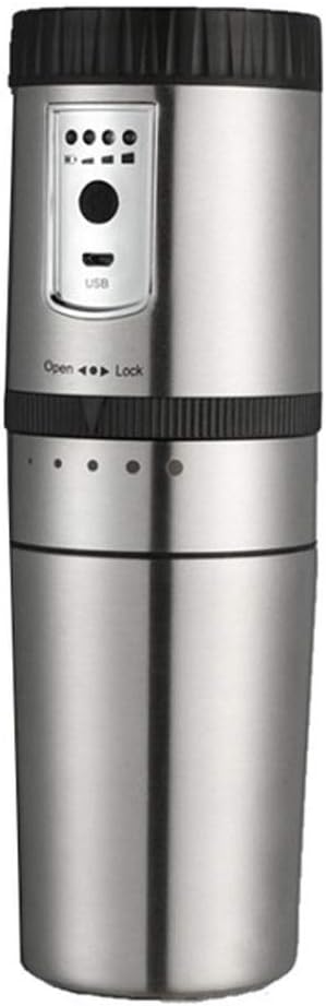 Portable Coffee Maker Stainless Steel Electric Grinding One Hand Cup 250Ml Mini Home Outdoor Coffee Pot Grinder (Silver) (Silver)
