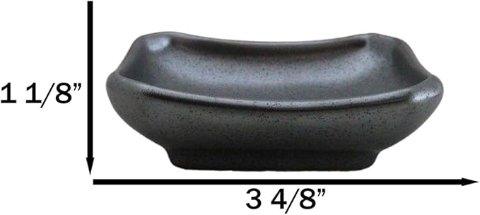 Ebros Gift Iron Black Clay Underglaze Technique Tetsu Kesho Porcelain Dinnerware Kitchen Set Asian Japanese Restaurant Supply (Pack Of 6 Rectangle Condiment Sauce Dishes 2oz)