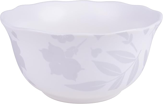 222 Fifth 12-Piece Porcelain Dinnerware Set for 4 Glossy White Plates and Bowls Sets with Silver Flower Pattern Luxury Ceramic Dish Set Elegant Kitchen Dishes for Everyday Dining Refreshed Floral
