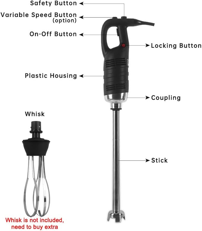 Commercial 850W Hand Blender Variable Speed Electric Stick Blender with 550mm Stick Electric Mixing Soups Sauce 8000-18000RPM