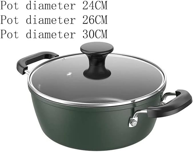 JSEIAJB Soup Pots Large non Stick Soup Pots Glass lid Kitchen Cookware Set(30CM)