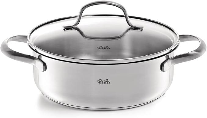 Fissler San Francisco 5-Piece Stainless Steel Saucepan Set with Glass Lids Suitable for Induction Cookers All Hob Types (3 Saucepans 1 Stewing Pot 1 Saucepan Without Lid)