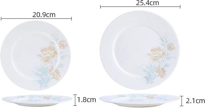 Elegant Bone China Dinnerware Set for 4Floral Porcelain Plates with Gold Rim Dishes set for Wedding Receptions Housewarming and Banquet Celebrations