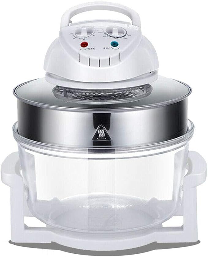 12L Convection Roaster Air Fryer Oven Turbo Electric Cooker Recipe 360° HeatingInfrared Convection Halogen Oven Countertop Cooking Stainless Steel Prepare Quick Healthy Meals White