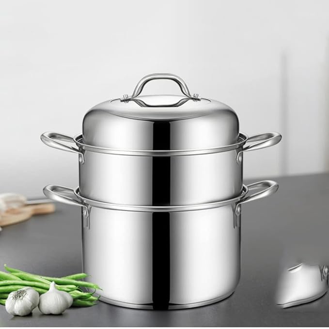 Cookware Set Stainless Steel Household Frying Pan Soup Pot Set Tool Steamer Frying Pan Glass Lid Kitchen Utensils (Color : A Size A (A