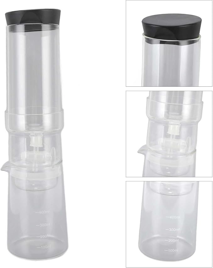 400ml Transparent Coffee Drip Pot High Borosilicate Glass Cold Brew Dripper Adjustable Ice Coffee Maker with Detachable Filter Wide Application for Home and Entertaining