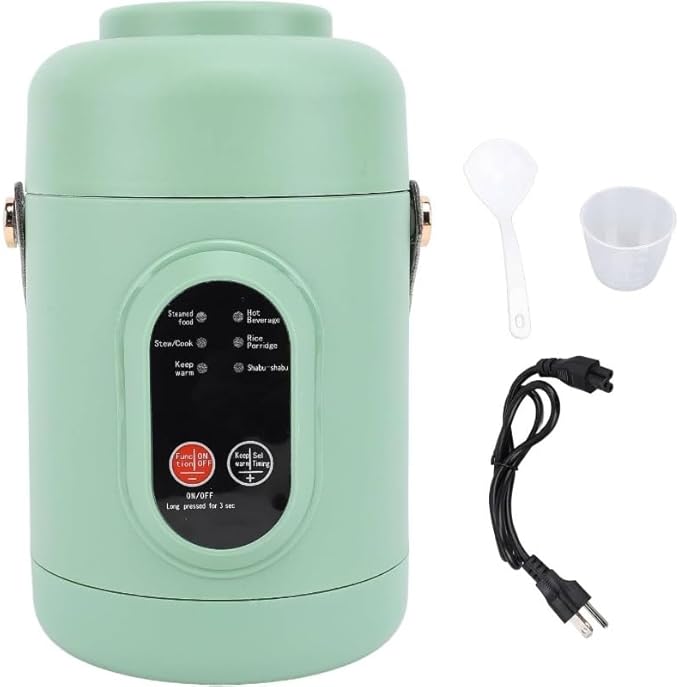 Rice Cooker Small 500W Rice Maker 12 Hours Timer Delay &amp Keep Warm Function Mini Electric Pot 800ML Mini Rice Cooker for Travel Camping Office (US Plug 110V) Green
