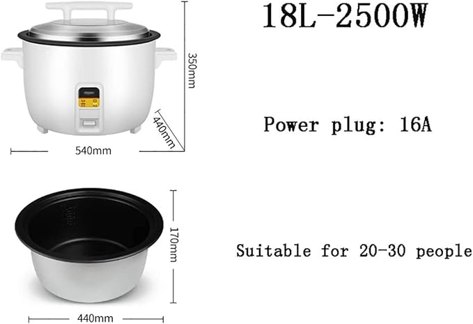 Rice Cooker Large Capacity 8L /10L /13L /18L /23L Canteen Hotel Commercial Hotel Home Old-Fashioned Large Rice Cooker 4-40 People(Size:18L)
