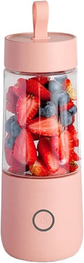 Personal Rechargeable Fruit Mixer Portable Smoothie Blender with 4pcs 304 Stainless Steel Blades 350ml Volume and Long Battery Life 15 Cups Output for Work Cycling Running Gym
