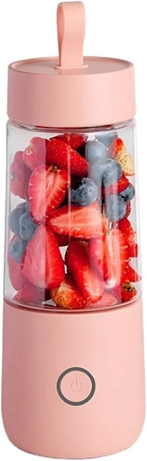 Personal Rechargeable Fruit Mixer Portable Smoothie Blender with 4pcs 304 Stainless Steel Blades 350ml Volume and Long Battery Life 15 Cups Output for Work Cycling Running Gym