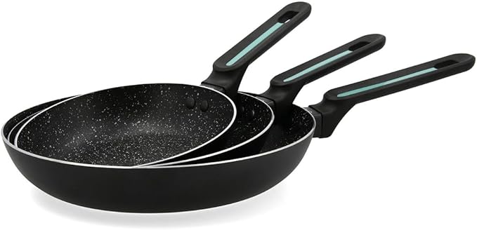 Quid Oasis Set of 3 Pressed Aluminium Frying Pans 18 – 22 – 26 cm Aluminium Suitable for Hob Ceramic Suitable for Induction