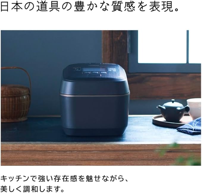 Hitachi RZ-W100FM K Rice Cooker 5.5 Cups Pressure &amp Steam IH Fluffy Gozen Jet Black Made in Japan Large Heat Power Boiling Iron Pot Steam Cut