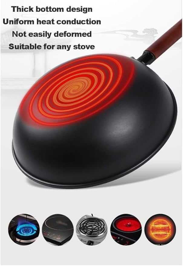 Pots and Pans Set 3 Pcs Cooking Pot Iron Pan Non-Stick Pan Set Uncoated Wok Frying Pan Soup Pot for Kitchen Kitchen Cooking Set