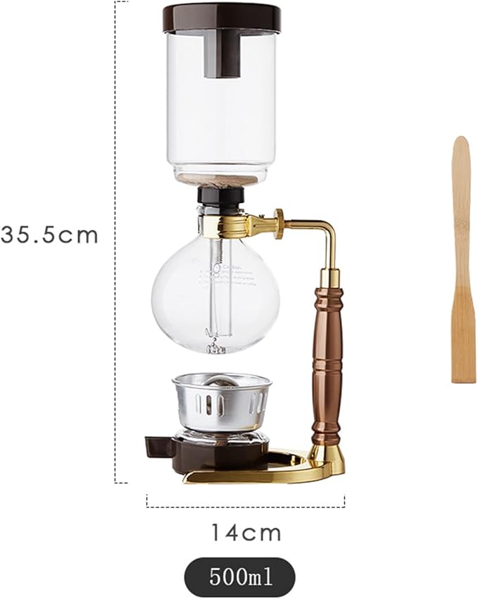 Syphon Coffee Maker Set Manual Vacuum Coffee Siphon Brewer Tabletop Glass Siphon Pot Stainless Steel Bracket for Coffee Tea 350ml/500ml (500ml)