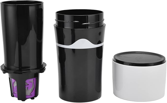 450ml Portable Drip Coffee Travel Mug Side Leakage Proof Sharing Cup Lid Drip Coffee Machine with 3 Capsules for K Cup Capsules (Black White)