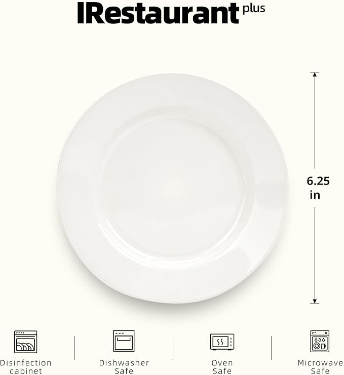 Stoneware Wide Rim Commercial Grade Dinnerware (America White Plate 6.25)