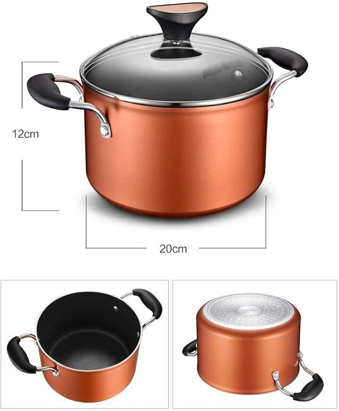 Household Non-Stick 3-Piece Aluminum Alloy Cookware Set with Tempered Glass Lids Induction &amp Gas Stove Compatible