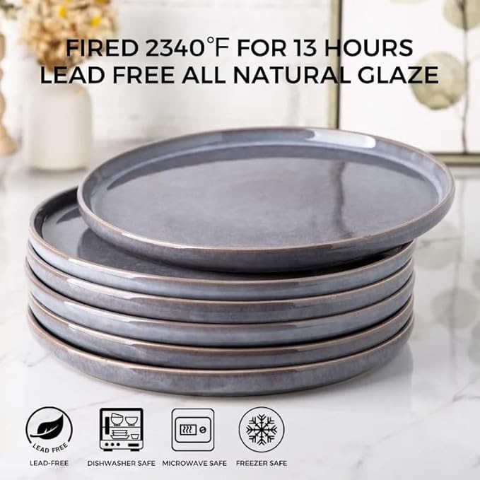 Stoneware Dinnerware Sets Round Reactive Glaze Plates and Bowls Set Dishes and Dinner