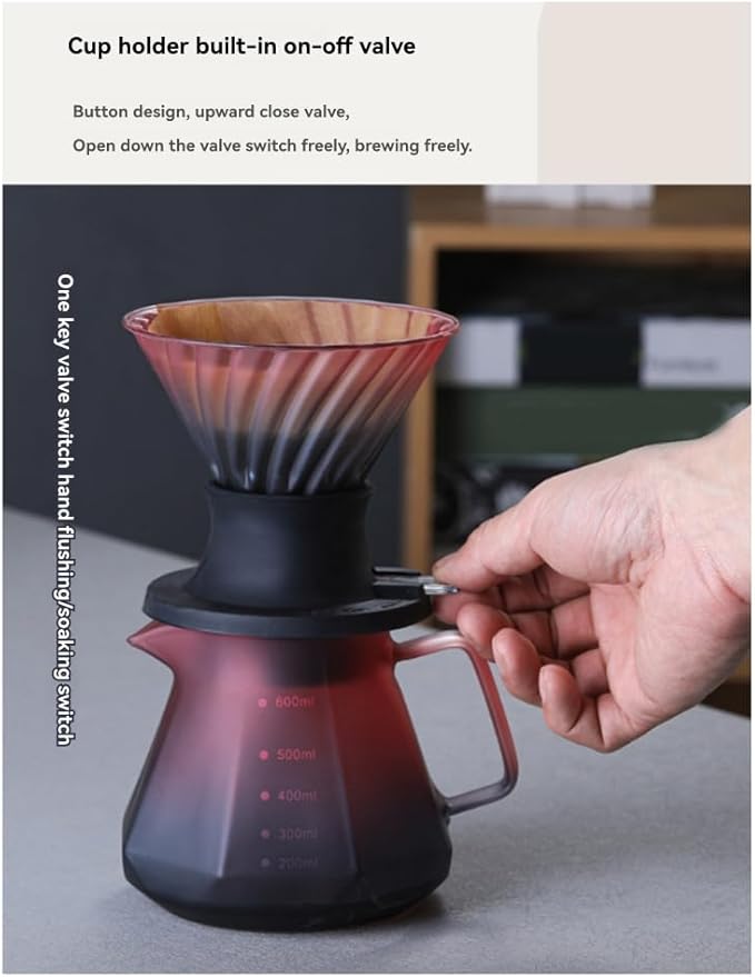 Aboiled Borosilicate Glass Coffee Drip Pot - Handmade Pour Over Coffee Maker with Silicone Base - 600ml Capacity for Coffee Lovers