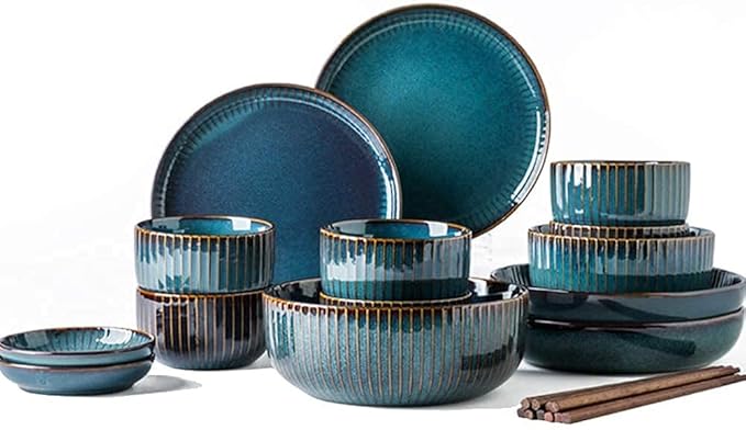 Dinnerware Sets - Luxury Gift Dishes Service Set Dinnerware Sets Stoneware Ceramic Dishes Porcelain Plates and Bowls Sets for 6 8 10 Luxury Bone China Dishware Sets- Dinner Sets(20Pcs)