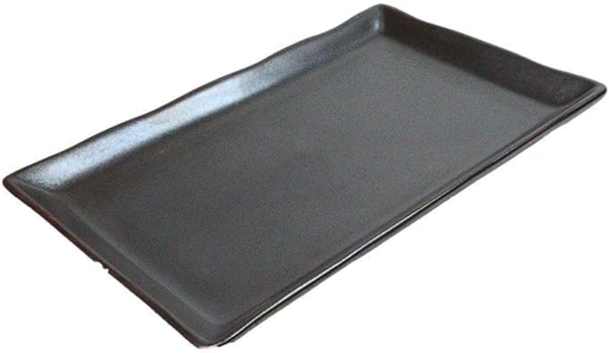 Ebros Gift Iron Black Clay Underglaze Technique Tetsu Kesho Porcelain Collection Dinnerware Serveware Kitchen Set Asian Japanese Restaurant Supply (Pack Of 5 Rectangular Sushi Plates 7.75 L)