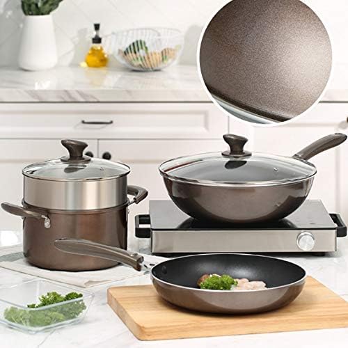 Cookware 3Pcs Cookware Set Non-Stick Cookware Frying Pan Cooking Pot &amp Pan Saucepan with Glass Lid