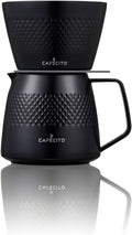 CAFECITO Pour Over Coffee Maker Dripper &amp Server Set | 12oz Double Wall Stainless Steel | Diamond Pattern V60 Brewer Cone Set | 1-2 Cups | Anti-Over Extraction Design