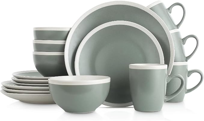 16-Piece Round Dinnerware Cream Dinner Set Everyday Use Dinner Set Dishes Round Plates Tableware Sets