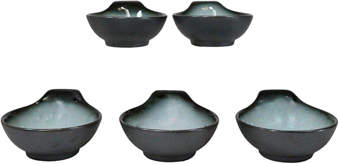 Ebros Gift Blue Sky Stars Artistic Seikai Porcelain Series Dinnerware Serveware Kitchenware Set Asian Japanese Dining Restaurant Supply (Pack Of 5 Small Ponzu Sauce Miso Soup Bowls With Handle 5oz)
