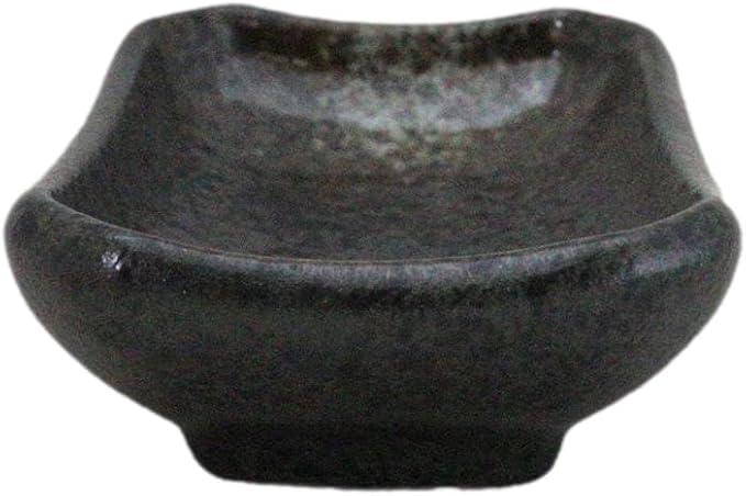 Ebros Gift Artistic Charcoal Grey Tone Hakumu Porcelain Collection Dinnerware Serveware Kitchenware Set Asian Japanese Restaurant Supply (Pack Of 6 Rectangle Condiment Sauce Dishes 2oz)