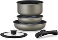 Iris Ohyama ATF-SEI5 Frying Pan Set Compatible with IH &amp Gas Fire 5 Pieces 1 Person Set Diamond Coated Diamond Coated Pan Silver Removable Handle Lightweight Non-Stick Easy Care