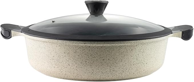 LAGUIOLE Jade Frying Pan 32 cm Made of Recycled Aluminium with Ceramic Non-Stick Coating Tempered Glass Lid Compatible with All Heat Sources Size 32 cm Green