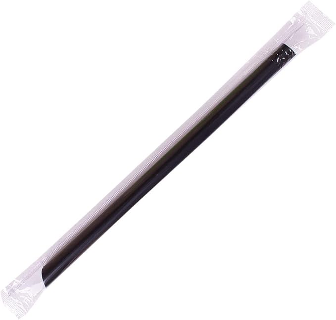 Karat [1600 ct] 9 Boba Straws (0.39 Diameter) Individually Wrapped Diagonal Cut | Black