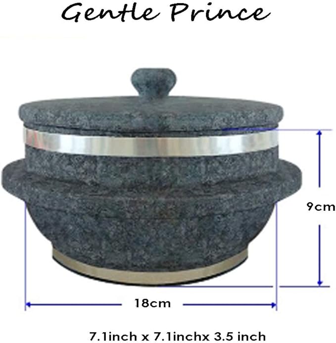 Gentle Prince Non-stic Traditional Stone Rice Cooker Cauldron Multi Cooker 18cm NurungjiCrust of Overcooked Scorched Rice Korea for 2~3 people 7.1inch x 7.1inchx 3.5 inch