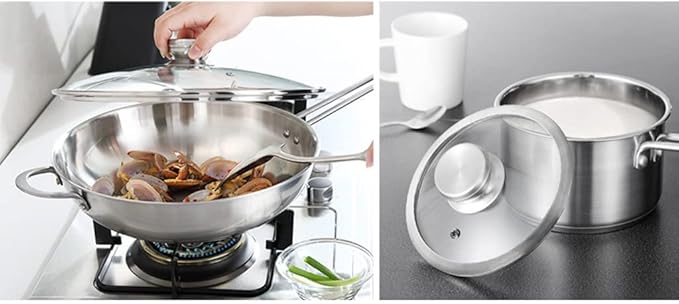Cookware Set Stainless Steel Household Frying Pan Soup Pot Set Tool Steamer Frying Pan Glass Lid Kitchen Utensils (Color : A Size A (A