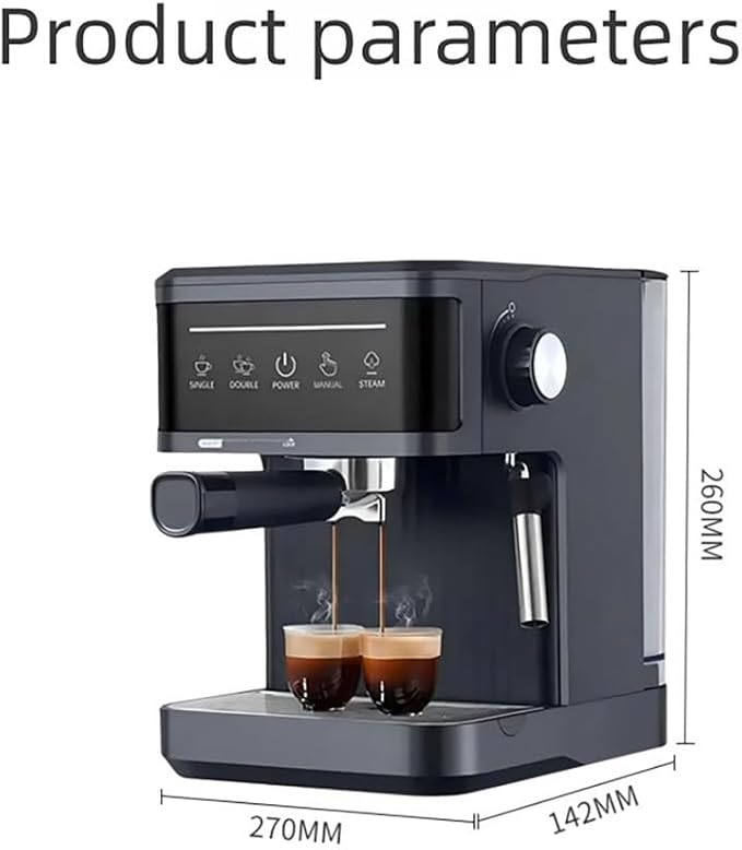 Espresso Coffee Machine Semi-Automatic Coffee Maker Machine Professional Espresso Maker with LED Touch Screen Touch Control Removable Water Tank for Home