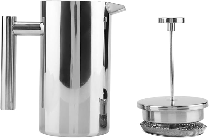 GLOGLOW French Press Practical Portable Large Capacity Double Walled Tea Pot with Filter Multifunctional Lightweight Stainless Steel Coffee Maker French Press for Home Office (1000ML)