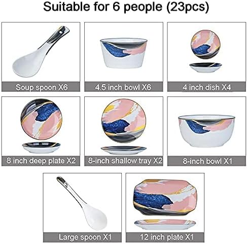Dinnerware Sets Dish Set23 PcssPorcelain Tableware Set with Plates Bowls and DishColor Flower Ceramic Dinner Set for Home Kitchen and Dinning
