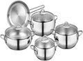 Stainless Steel Cookware Set Soup Pot 6 Pieces Glass Cover Multifunctional Non-Stick Frying Pan Kitchen Cooking