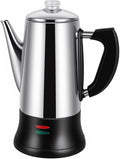 Electric coffee maker 12-cup capacity stainless steel construction automatic heating with boil-dry protection heat-resistant handle design 360° swivel base transparent brewing indicator.