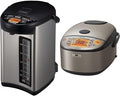 Zojirushi CV-JAC50XB VE Hybrid Water Boiler &amp Warmer 5.0 Liter Stainless Black Made in Japan &amp NP-HCC10XH Induction Heating System Rice Cooker and Warmer 1 L Stainless Dark Gray