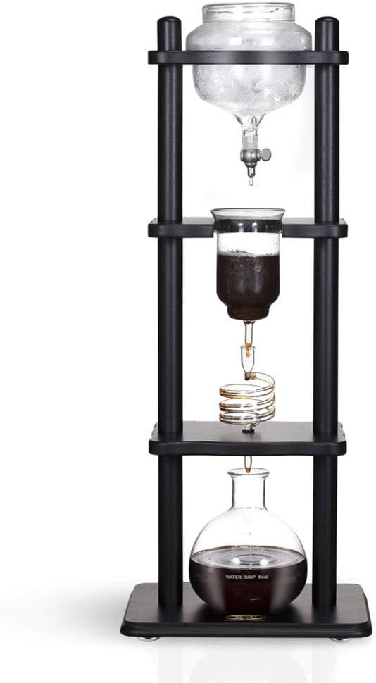 Yama Cold Brew Maker I Ice Coffee Machine With Slow Drip Technology I Makes 6-8 cups (32oz) Large Capacity Cold Brew Coffee Tower Black Wood Straight Frame