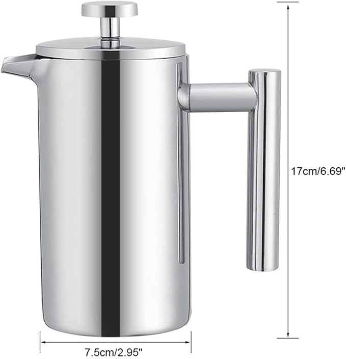 Coffee Maker Coffee Maker 350ML Double-layer Stainless Steel Insulation Teapot With Filter Coffee Maker French Press Stainless Steel Household Hand Brew Coffee Maker Manual Milk Frother coffee pot