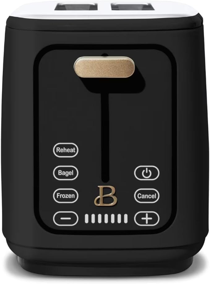 Smart Kitchen Toaster with Touch Interface and Preset Modes Advanced Two-Slice Toaster with Wide Slots and 7 Browning Levels (Black Sesame)